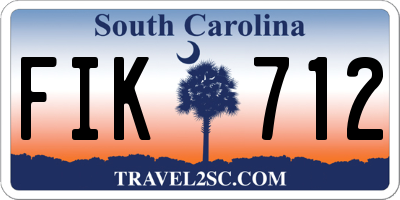SC license plate FIK712