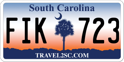 SC license plate FIK723
