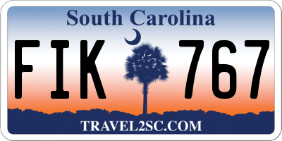 SC license plate FIK767