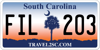 SC license plate FIL203