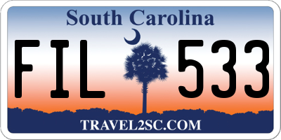 SC license plate FIL533