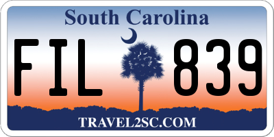 SC license plate FIL839