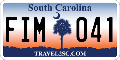 SC license plate FIM041