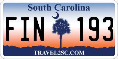 SC license plate FIN193
