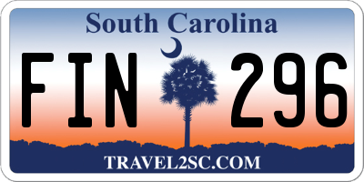 SC license plate FIN296