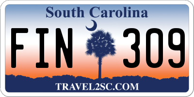 SC license plate FIN309