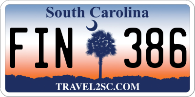 SC license plate FIN386