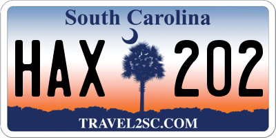 SC license plate HAX202