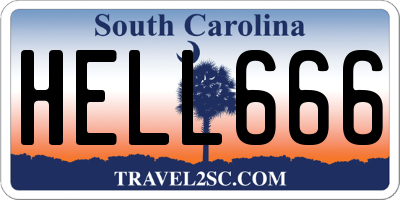 SC license plate HELL666