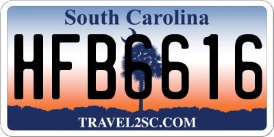 SC license plate HFB6616