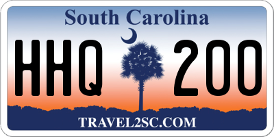 SC license plate HHQ200