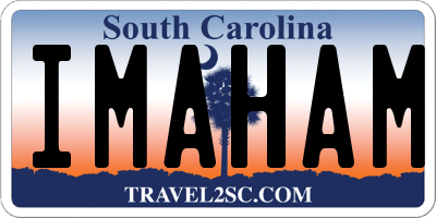 SC license plate IMAHAM