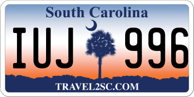 SC license plate IUJ996
