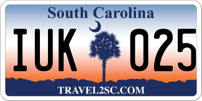 SC license plate IUK025