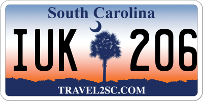 SC license plate IUK206