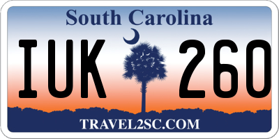 SC license plate IUK260