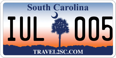 SC license plate IUL005