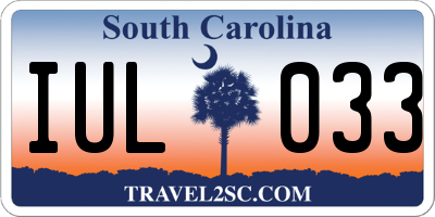 SC license plate IUL033