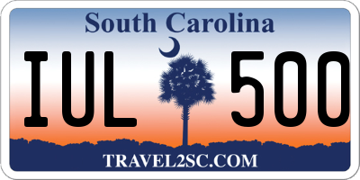 SC license plate IUL500