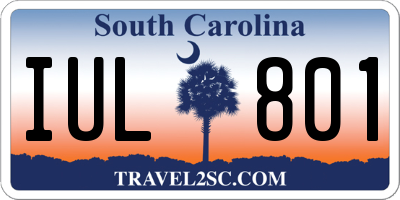 SC license plate IUL801
