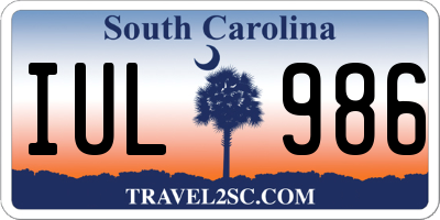 SC license plate IUL986