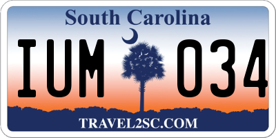 SC license plate IUM034