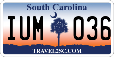 SC license plate IUM036