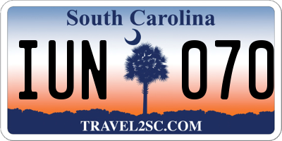 SC license plate IUN070