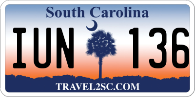 SC license plate IUN136