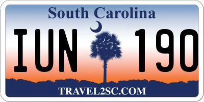 SC license plate IUN190