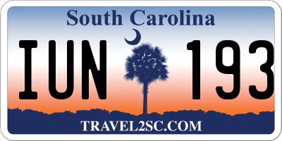 SC license plate IUN193