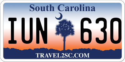 SC license plate IUN630