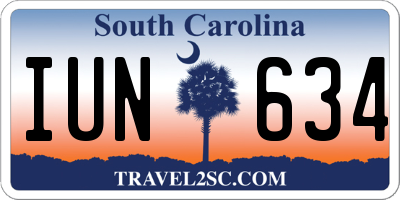 SC license plate IUN634
