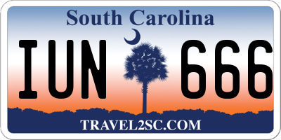 SC license plate IUN666