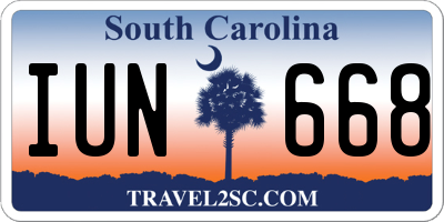SC license plate IUN668
