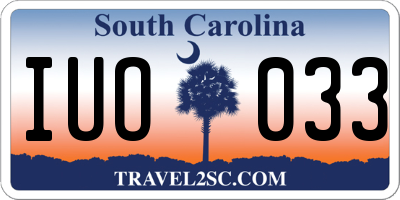 SC license plate IUO033