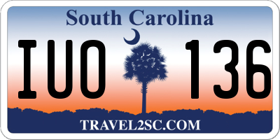 SC license plate IUO136