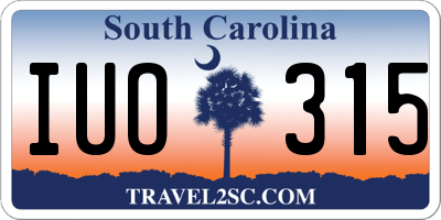 SC license plate IUO315