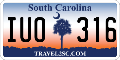 SC license plate IUO316