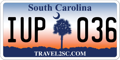 SC license plate IUP036