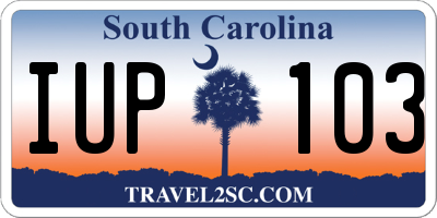 SC license plate IUP103