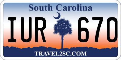 SC license plate IUR670