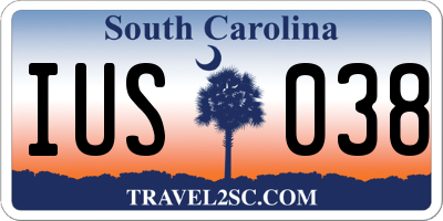 SC license plate IUS038