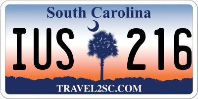SC license plate IUS216