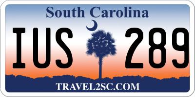 SC license plate IUS289