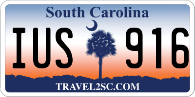 SC license plate IUS916