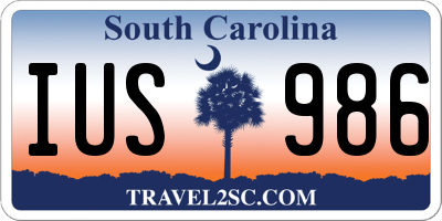 SC license plate IUS986