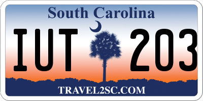 SC license plate IUT203