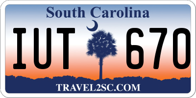 SC license plate IUT670