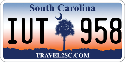 SC license plate IUT958